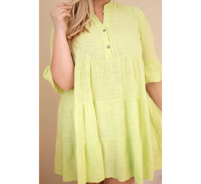 Dámské bavlněné šaty Plus Size s volánky světle zelená