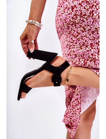 Klasické semišové sandály Černá Nelia Klasické semišové sandály Černá Nelia