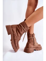 Dámské semišové kozačky zavazované hnědé model 21593381 - Boto Dámské semišové kozačky zavazované hnědé model 21593381 - Boto