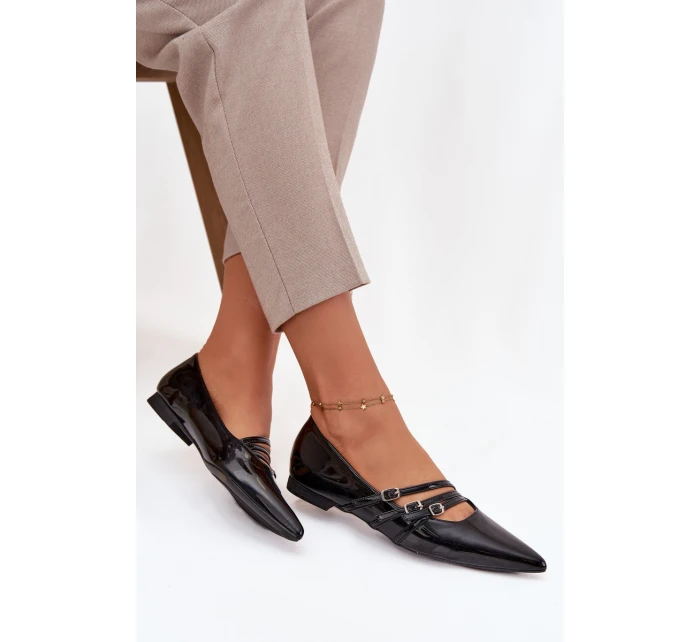 Lakované baleríny s pruhy Černé model 21757593 - Boto Lakované baleríny s pruhy Černé model 21757593 - Boto