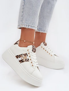 Dámské tenisky na platformě s přezkou Bílá leopardí vzor Palvessa