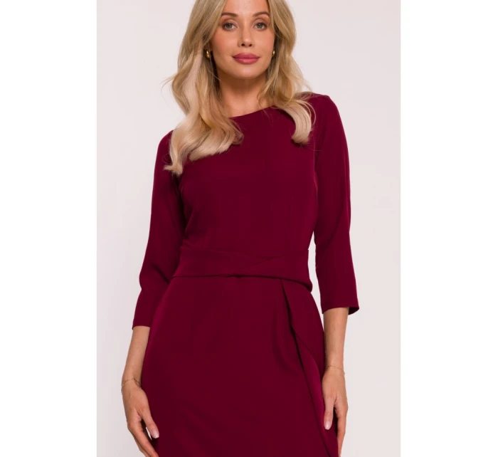 model 21470710 Šaty s volánkem bordó - STYLOVE