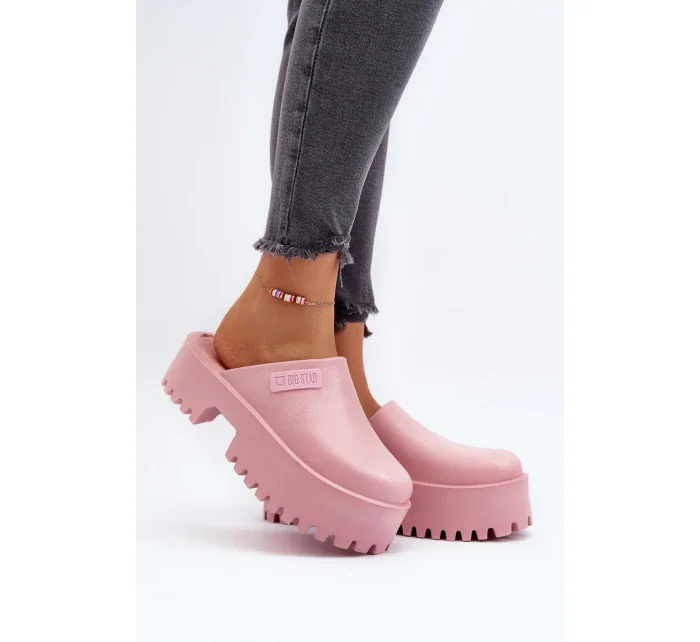 Dámské pantofle na platformě Big Star - růžové Dámské pantofle na platformě Big Star - růžové