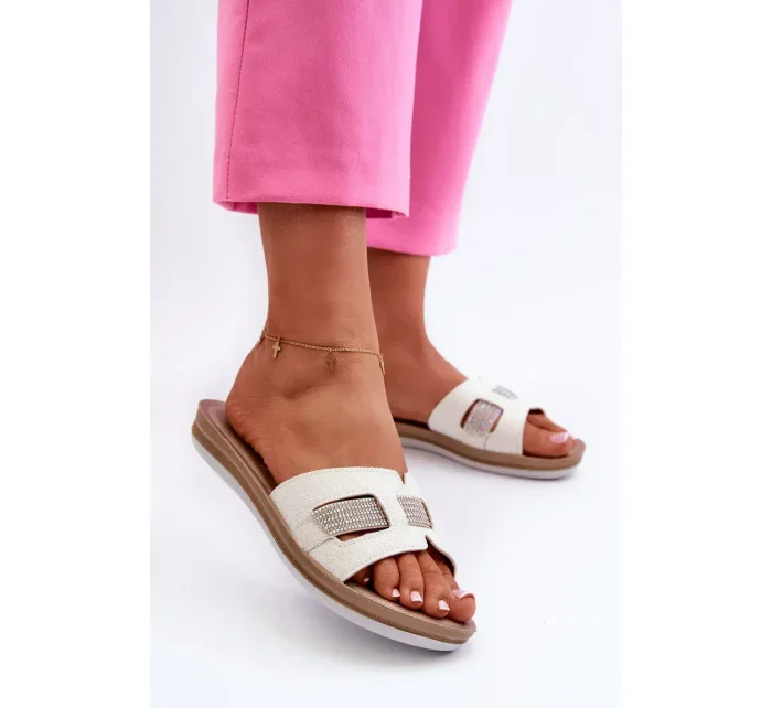 Pohodlné lesklé dámské žabky Inblu BA000050 White