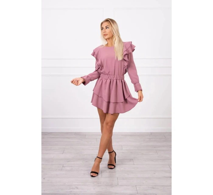 Dámské šaty se volány tmavě růžové  model 20298086 - Kesi