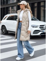 Dámská dlouhá prošívaná béžová vesta FashionStreet TY5265