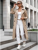 Dámský dvouřadový trenčkot s kapucí FashionStreet camel TY5656