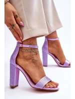 Dámské sandály na vysokém podpatku se zirkony fialové model 21615112 - Boto