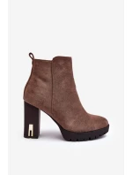 Klasické kožené boty na podpatku hnědé Amy Klasické kožené boty na podpatku hnědé Amy