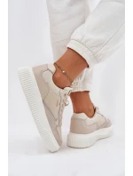 Dámské Kožené Tenisky Na Platformě Béžové model 21697059 - EVENTO