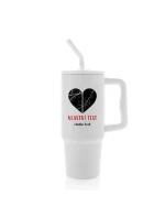 Personalizovaná termoska s barevným víčkem - dvě mapy jako srdce