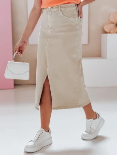 TELL ME MAXI béžová džínová maxi sukně FashionStreet CY0480