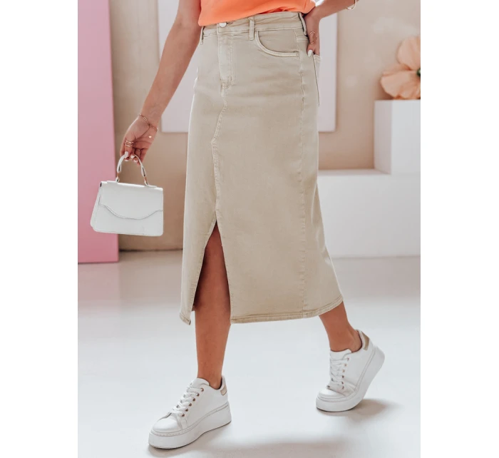 TELL ME MAXI béžová džínová maxi sukně FashionStreet CY0480