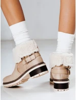 Dámské kozačky s ovčí kůží béžové FashionStreet ZY1249