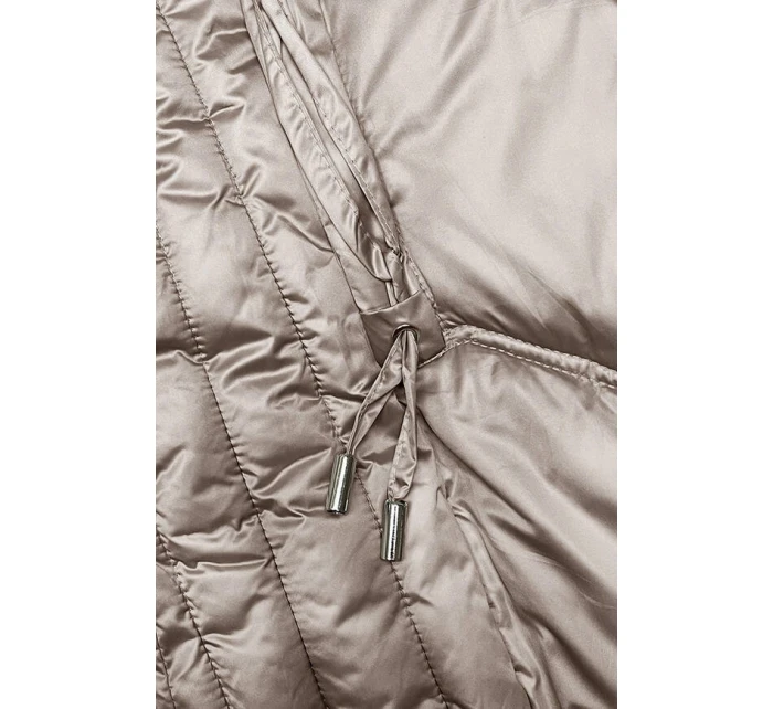 Vypasovaná dlouhá dámská zimní bunda v barvě cappuccino S'west (B8201-12) Vypasovaná dlouhá dámská zimní bunda v barvě cappuccino S'west (B8201-12)