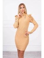 Přiléhavé svetrové šaty s knoflíky béžové barvy Přiléhavé svetrové šaty s knoflíky béžové barvy