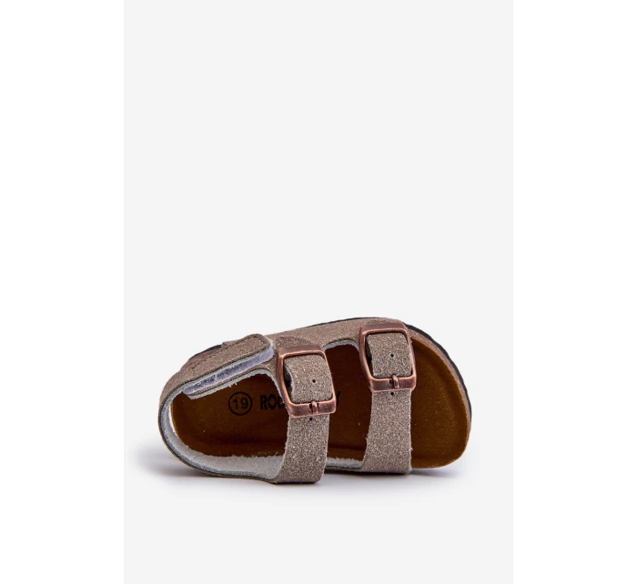 Dětské sandálky na korkové platformě se suchým zipem šedé Rorria Dětské sandálky na korkové platformě se suchým zipem šedé Rorria