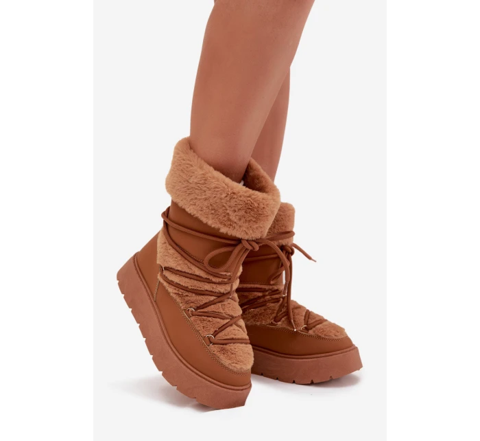 Dámské Sněhule S Kožíškem A Šněrováním Na Platformě Camel model 21705604 - Boto Dámské Sněhule S Kožíškem A Šněrováním Na Platformě Camel model 21705604 - Boto
