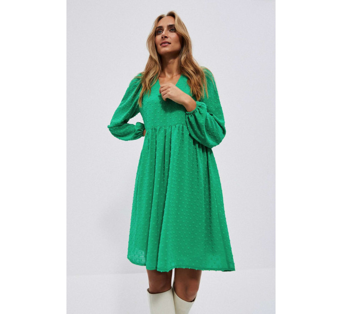 Šaty s nafouknutými rukávy - zelené