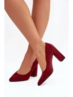 Dámské semišové lodičky na podpatku Sergio Leone – bordové Dámské semišové lodičky na podpatku Sergio Leone – bordové