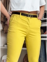 Dámské kalhoty slim fit s páskem LINESKA hořčicová FashionStreet UY2579