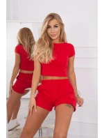 Bavlněná souprava se šortkami červená