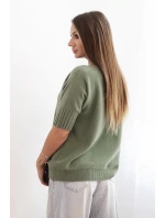Dámský svetr z viskózy s krátkým rukávem khaki