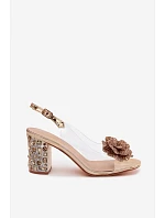Průhledné Sandály na Podpatku se Šperky D&A MR61-9013 Zlaté
