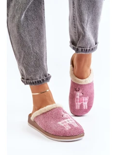 Dámské Pantofle S Sobem A Kožíškem Inblu CT000034 Růžové