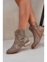Dámské kotníkové boty Neliawen se zlatým zvířecím vzorem – zlaté Dámské kotníkové boty Neliawen se zlatým zvířecím vzorem – zlaté