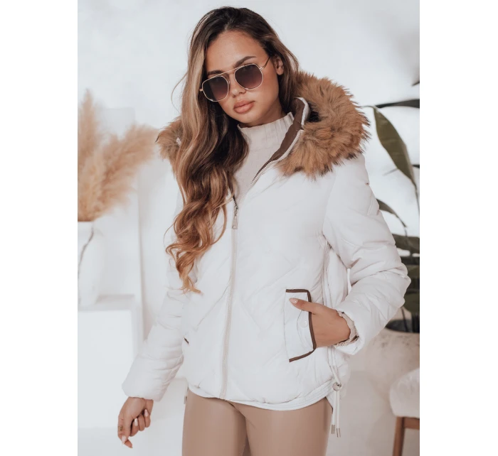 Dámská prošívaná zimní bunda COLDLIKE s kapucí bílá FashionStreet TY5002 Dámská prošívaná zimní bunda COLDLIKE s kapucí bílá FashionStreet TY5002