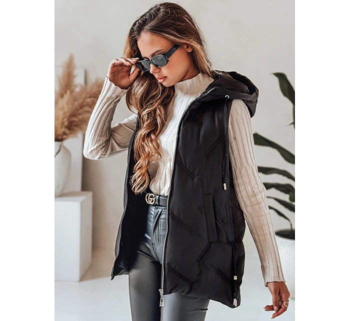 Dámská prošívaná vesta s kapucí černá FashionStreet TY5105