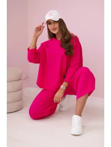 Bavlněná mikina kalhoty set fuchsie