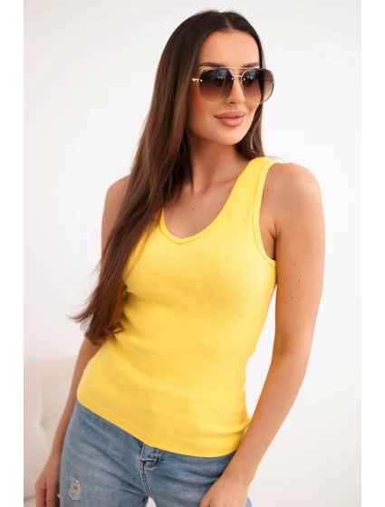 Top dámský bavlněný na ramínkách s výstřihem do V žlutá