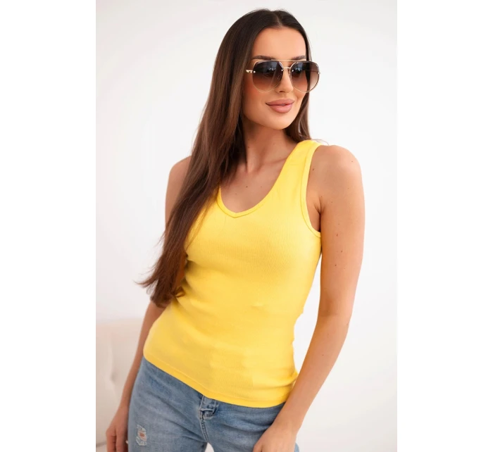 Top dámský bavlněný na ramínkách s výstřihem do V žlutá