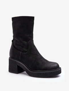 Botky Dámské Na Masivním Podpatku Černé Tozanna