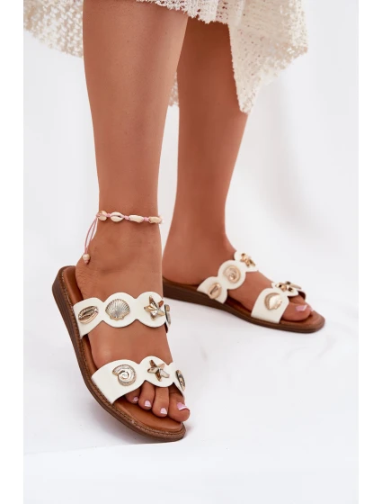 Dámské Pantofle Se Zlatými Bílé model 21699117 - Boto Dámské Pantofle Se Zlatými Bílé model 21699117 - Boto