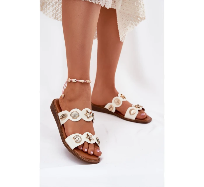 Dámské Pantofle Se Zlatými Bílé model 21699117 - Boto Dámské Pantofle Se Zlatými Bílé model 21699117 - Boto