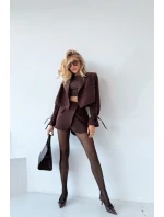 Lakované lodičky na jehlovém podpatku s mašličkou čokoládové Olvena