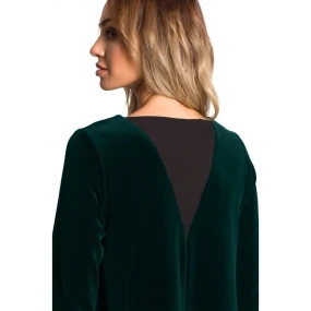 M566 Sametové šaty uvolněného střihu - zelené