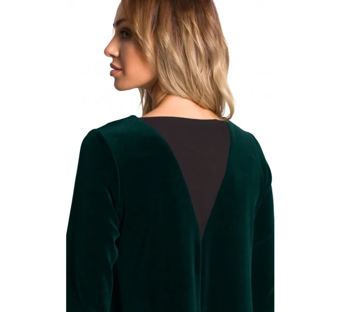 M566 Sametové šaty uvolněného střihu - zelené