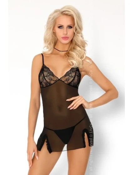 Dámská košilka model 17580242 chemise + tanga + nákrčník ZDARMA! - LivCo Corsetti