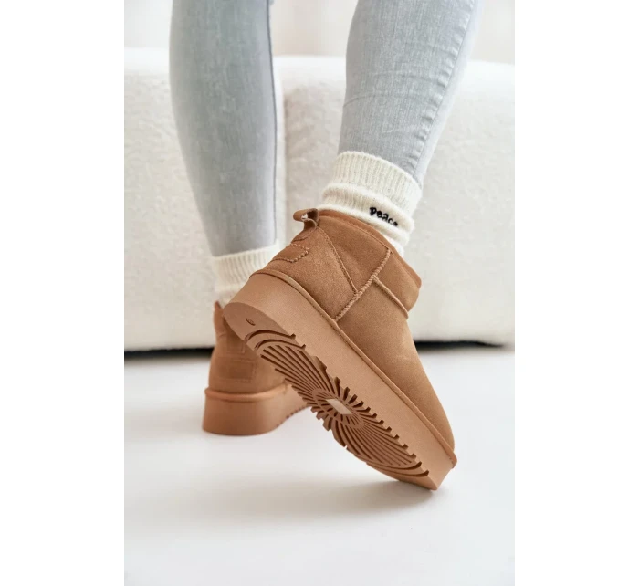 Kožené Semišové Sněhule Na Platformě Camel Nereviana