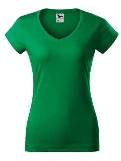 Fit V-neck tričko dámské středně zelená