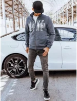Pánská tmavě šedá mikina na zip s potiskem FashionStreet BX5409 Pánská tmavě šedá mikina na zip s potiskem FashionStreet BX5409