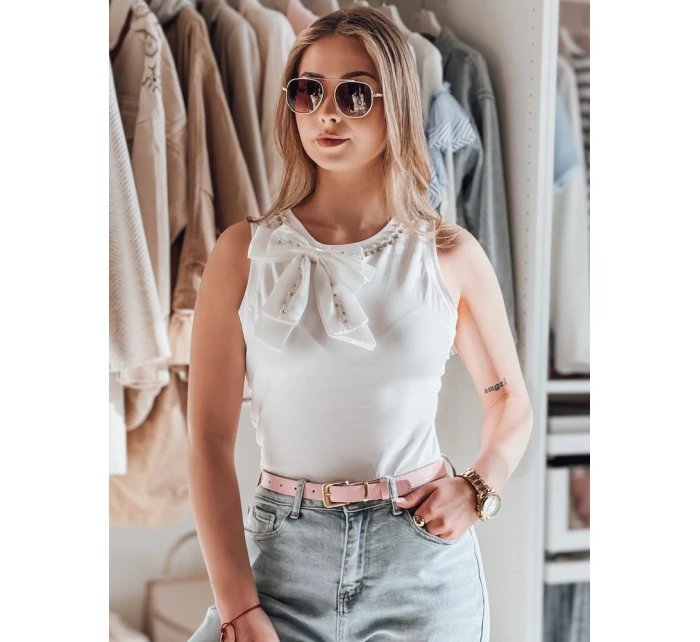 Dámské tričko bez ramínek s mašlí PERBOW bílé Dstreet RY2732