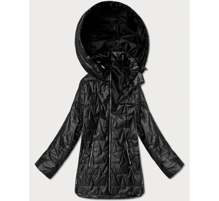 Cienka kurtka z kapturem plus size Goodlookin czarna (B8576-1)