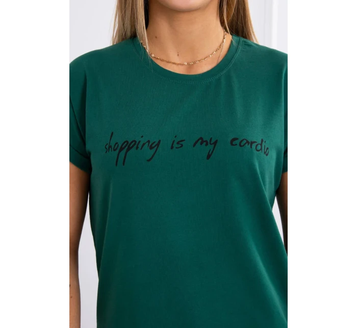 Nakupování je moje kardio tmavě zelená halenka