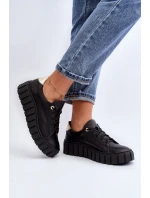 Dámská kožená polobotka na tlusté  černá model 21646240 - Zazoo