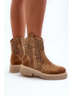 Dámské nízké kozačky z semiše s podrážkou Bežové model 21652391 - Zazoo